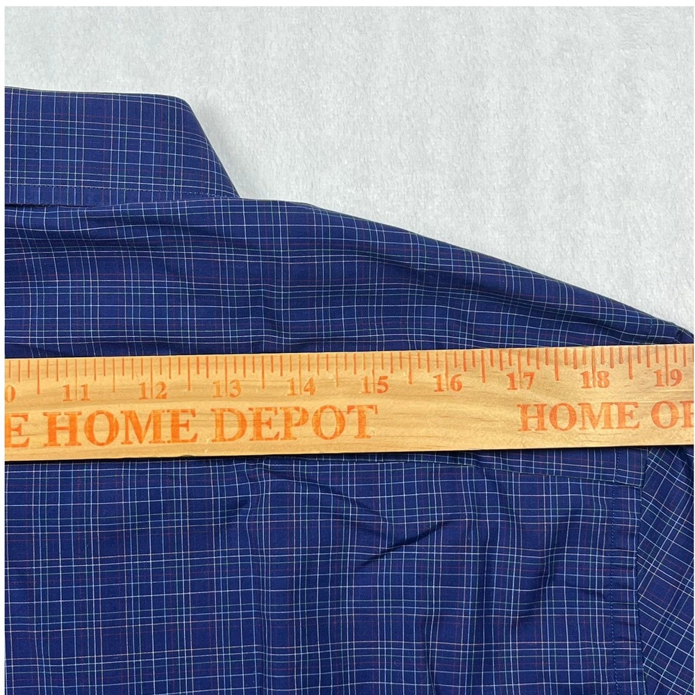 Eton Button Down Mens XL Blue Micro Check Contemporary Fit Cotton Dress Shirt - Picture 11 of 11
